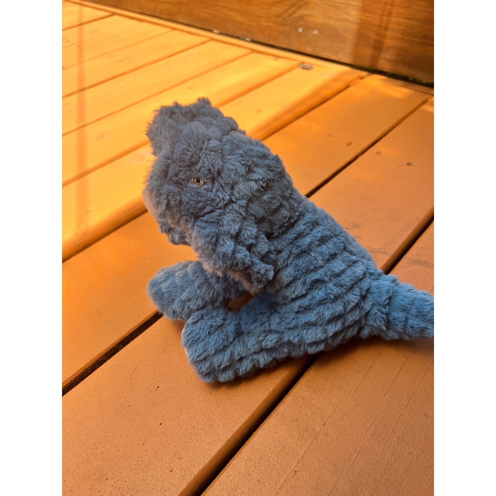 Steiff Blue Triceratops Dinosaur Plush Toy Knopf Im Ohr Handmade 087806 - Picture 8 of 9